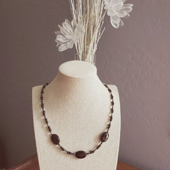Black Crystal beaded necklace - Handcrafted - Picture 1 of 6